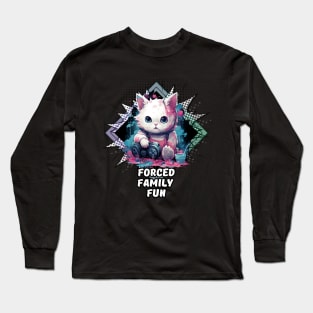 Forced Family Fun - Cat Gamer Gaming - Winter Holiday Long Sleeve T-Shirt